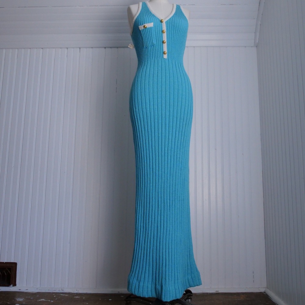 Vintage deadstock 70s The Knit Group ribbed knit maxi dress
